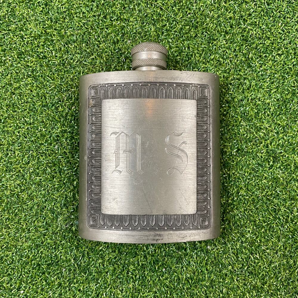 Vintage Thailand Tin Kings Pewter Hip Flask